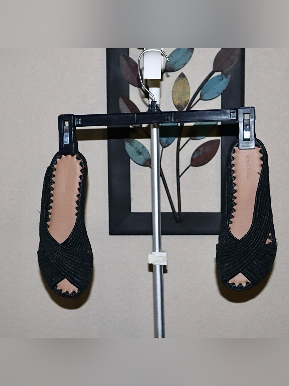 Black Women’s Peep-Toe Flats with Braided Upper